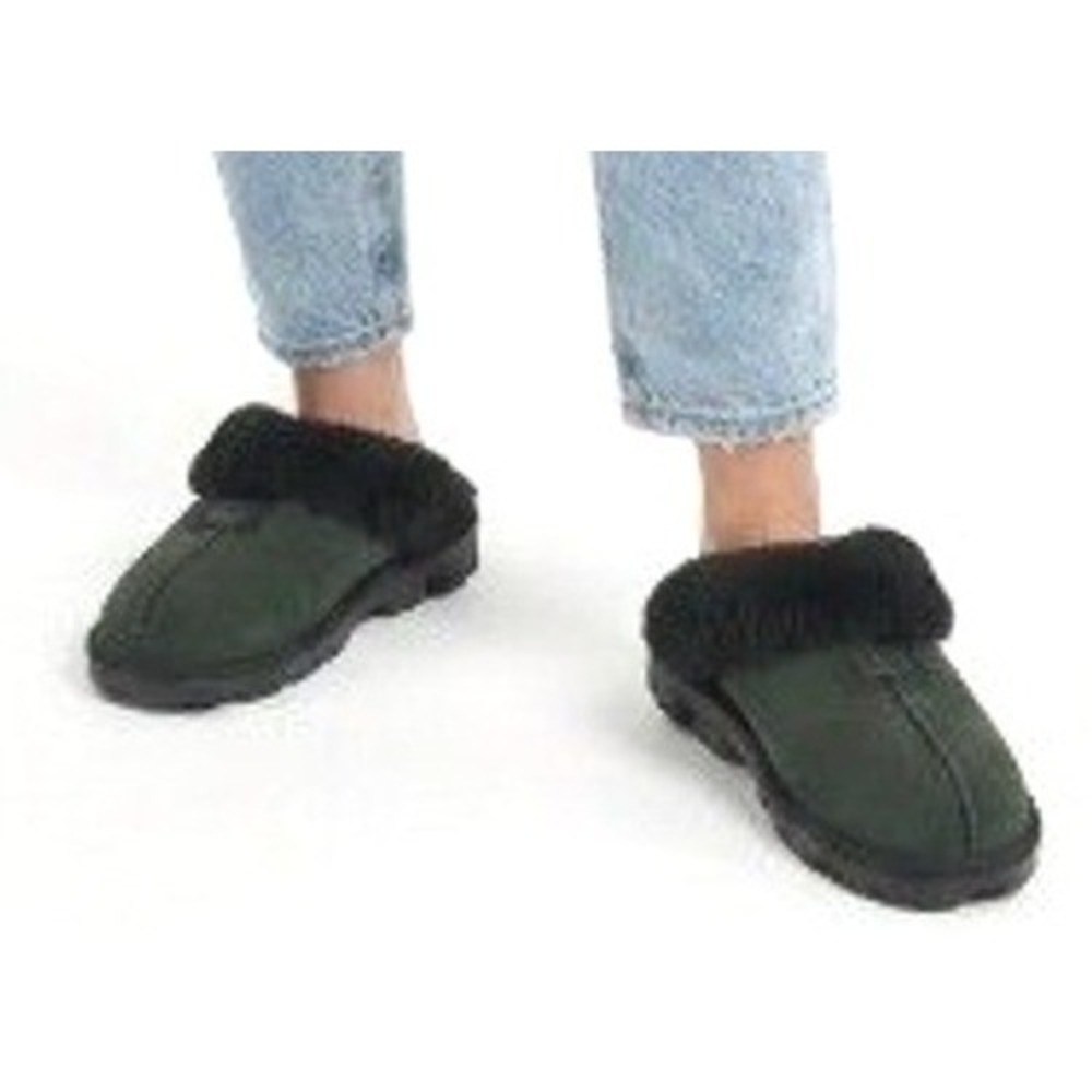 UGG | Coquette Black Suede Sheepskin Slippers | Mens 8 Womens 10